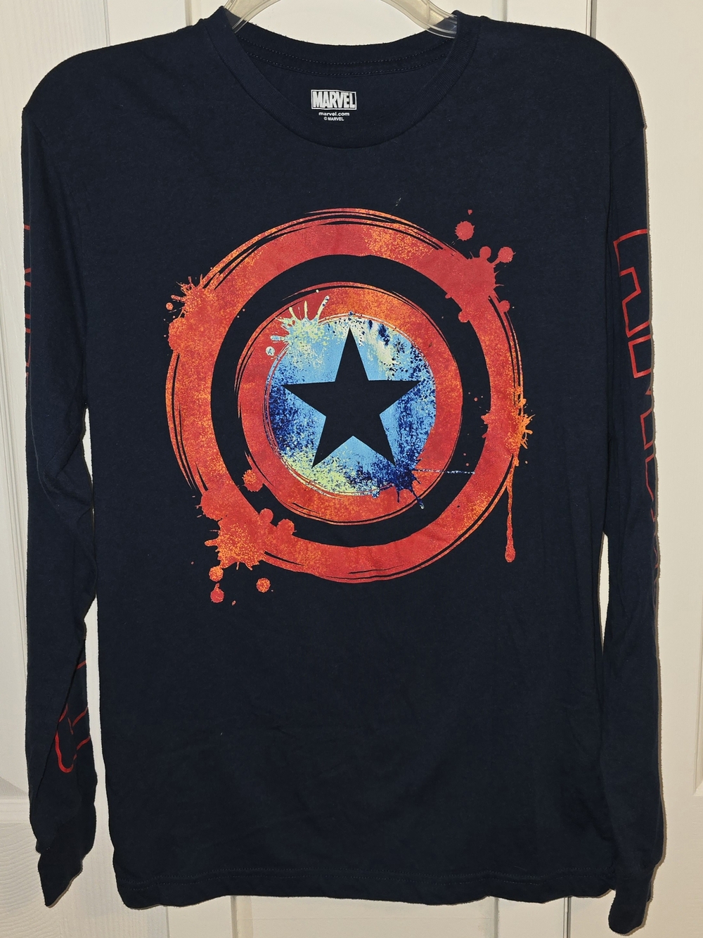 Marvel Youth Navy Long-Sleeve Captain Shield Graphic Tee
